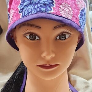 Floral scrub cap- Purple and Pink